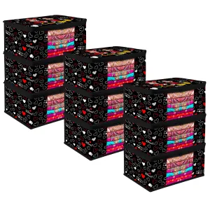 Kuber Industries Saree Cover | Zip Closure Saree Cover | Clothes Storage Bag | Wardrobe Organiser | Transparent Window Saree Cover | Disney Mickey-Print | 9 inch | Pack of 9 | Black