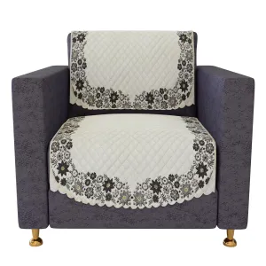 Kuber Industries Sofa Cover | Single Seater Sofa Slip Cover Set | Digital Painting Sofa Cover | Suede Ultra Sonic Couch Cover | Sofa Slipcover Set Living Room | Cream