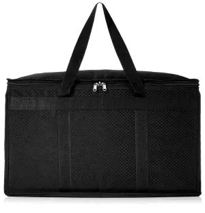 Kuber Industries Storage Bag | Rexine Duffle Bag | Underbed Storage Bag | 2 Side Zipper Storage Bag | Clothes Storage Bag with Handle | Wardrobe Organiser | Large | Black