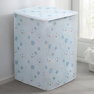 Kuber Industries Top Loading Washing Machine Cover |Waterproof And Dust Proof Fully Automatic Washing Machine Cover |Blue flowers Laundry Machine Protect Cover With Zip |Blue&White