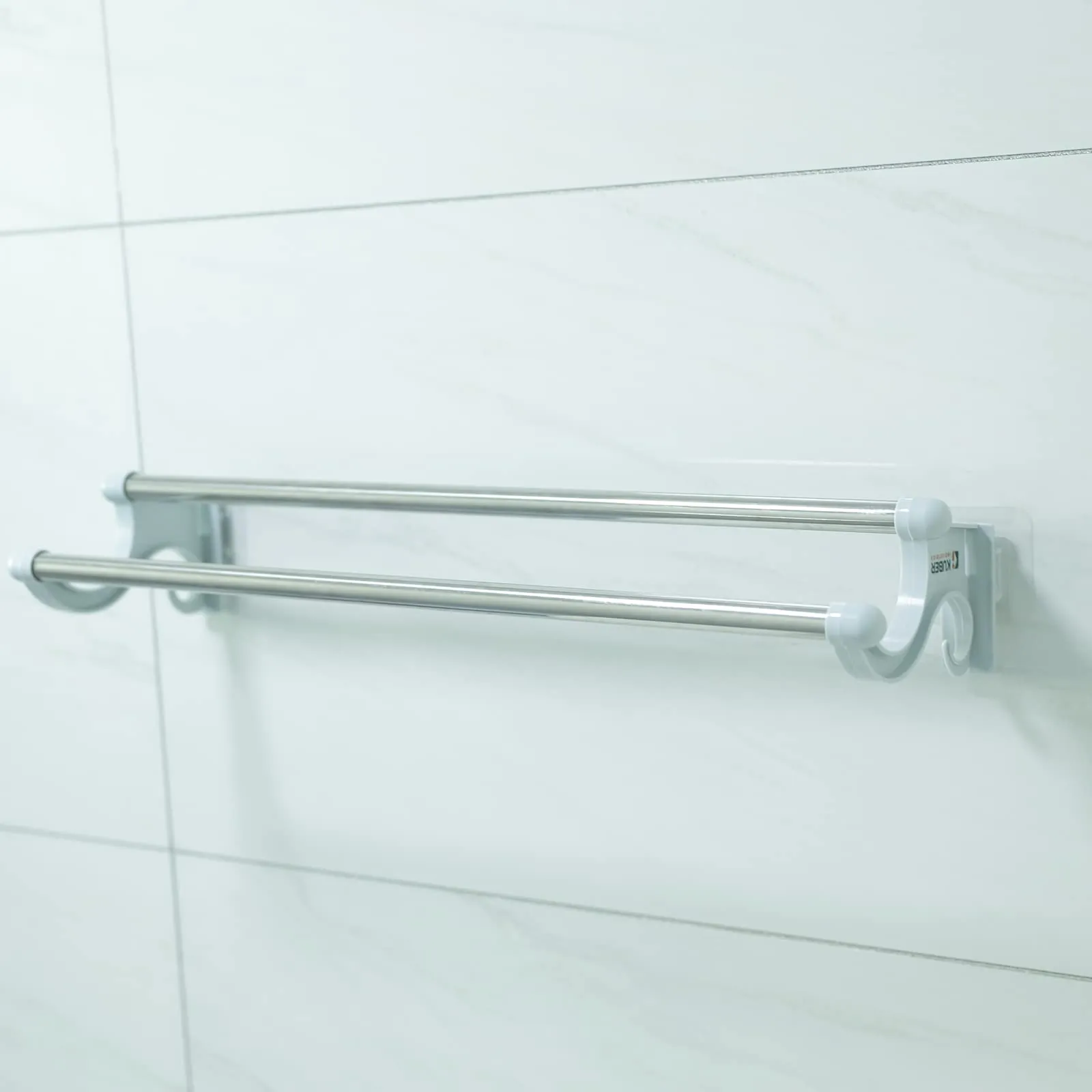 Kuber Industries Towel Hanger for Bathroom|Wall Mounted Cloth Hanger|Multipurpose Cloth & Napkin Holder|Stainless Steel & PP|FJ-07|Grey