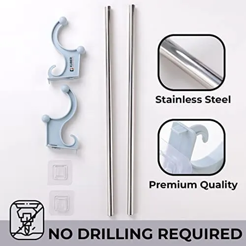 Kuber Industries Towel Hanger for Bathroom|Wall Mounted Cloth Hanger|Multipurpose Cloth & Napkin Holder|Stainless Steel & PP|FJ-07|Grey