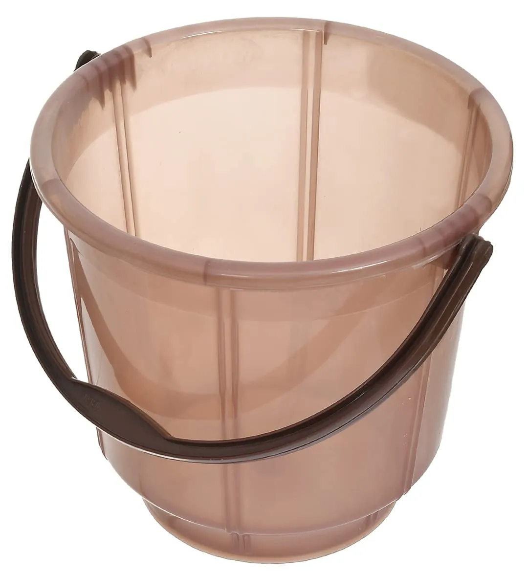 Kuber Industries Unbreakable Virgin Tranasparent Plastic Bucket For Home/Kitchen/Office, 13Ltr. Pack of 2 (Brown)-47KM01220