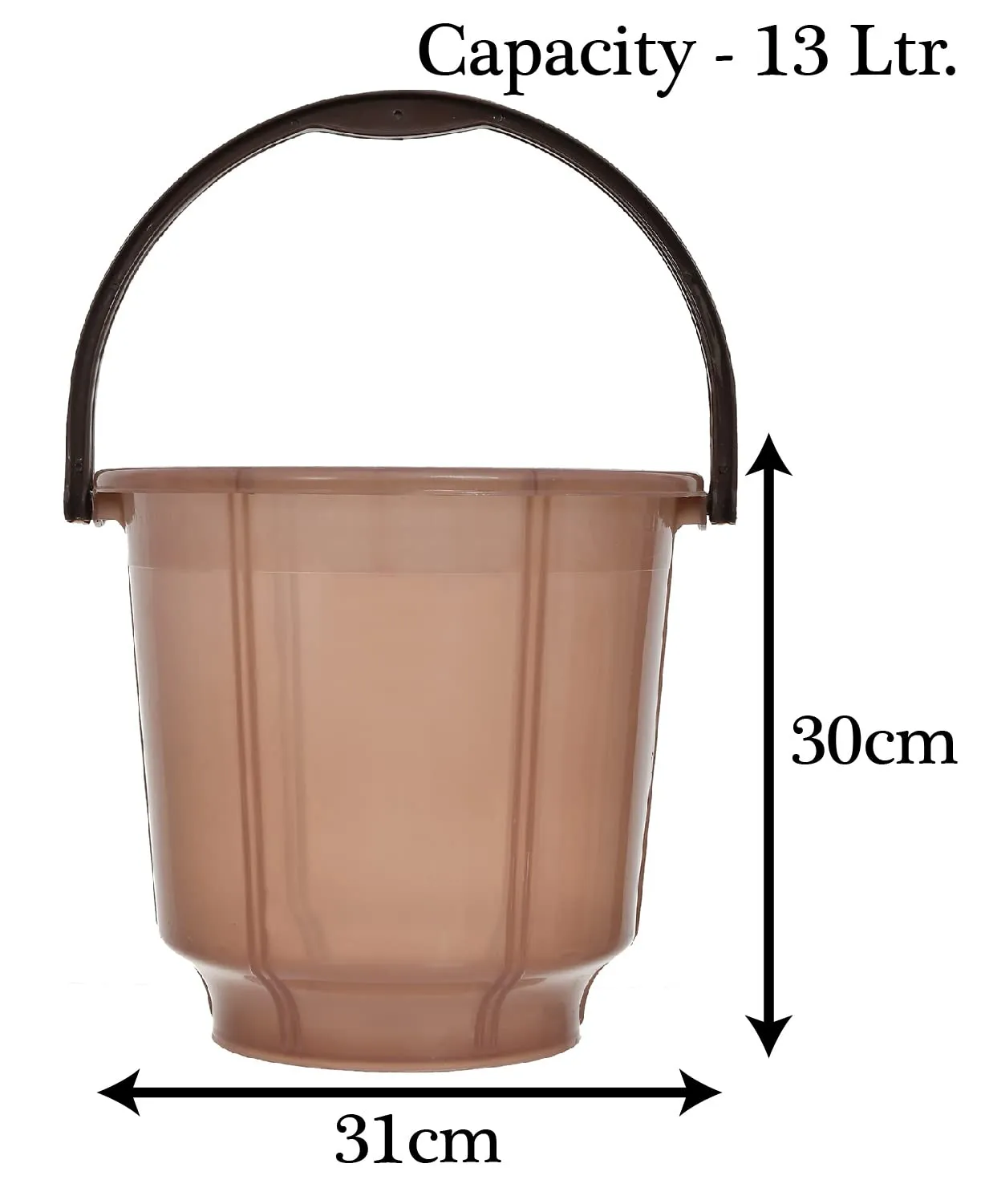 Kuber Industries Unbreakable Virgin Tranasparent Plastic Bucket For Home/Kitchen/Office, 13Ltr. Pack of 2 (Brown)-47KM01220
