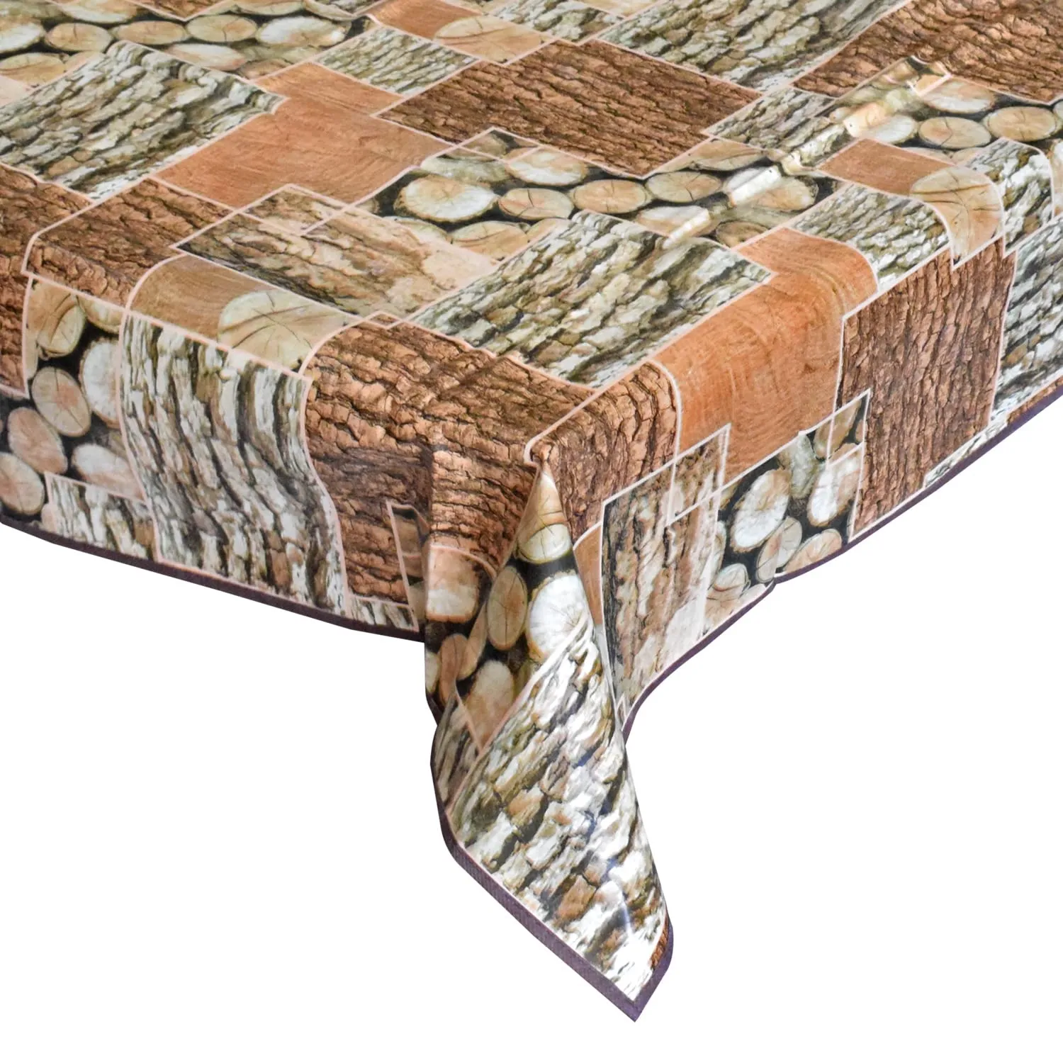 Kuber Industries Wooden Print Reversable PVC Center Table Cover for Home Decorative Luxurious 4 Seater, 60"x36" (Brown) 54KM4268