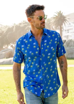 La Plage Short Sleeved Mens' Shirt in Blue