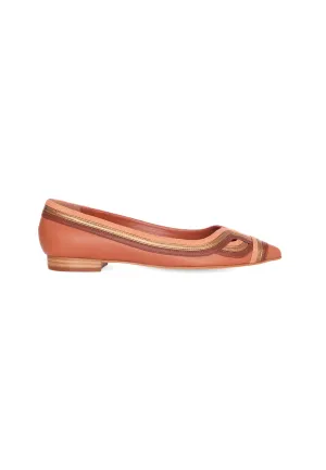 Ladies Classic Brown Leather Ballerina Shoes with a Cushioned Insole