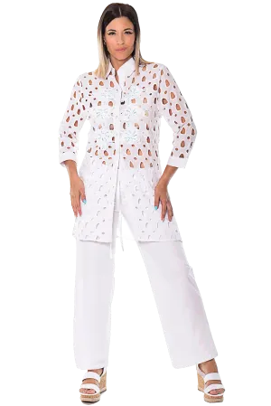 Ladies Longsleeve Button Down Tunic Large Eyelets - LCD218