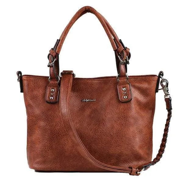 Lady Conceal Ella Braided Lockable Satchel with Crossbody Strap