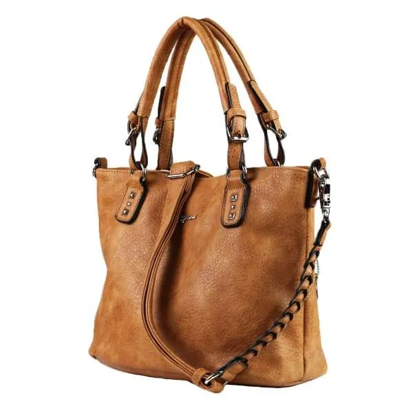 Lady Conceal Ella Braided Lockable Satchel with Crossbody Strap