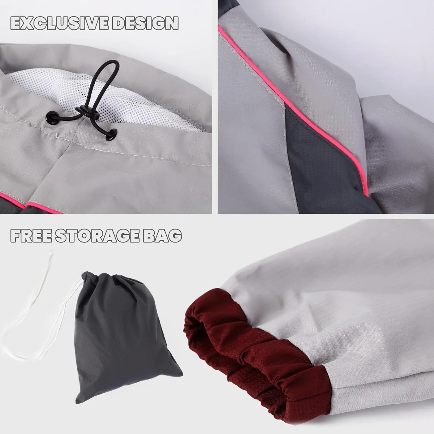 Laifug Dog Raincoat, Slate Gray Four-Legged Dog Rain Jacket