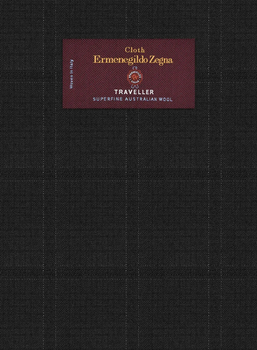 Lanificio Zegna Traveller Sarcos Black Checks Wool Suit