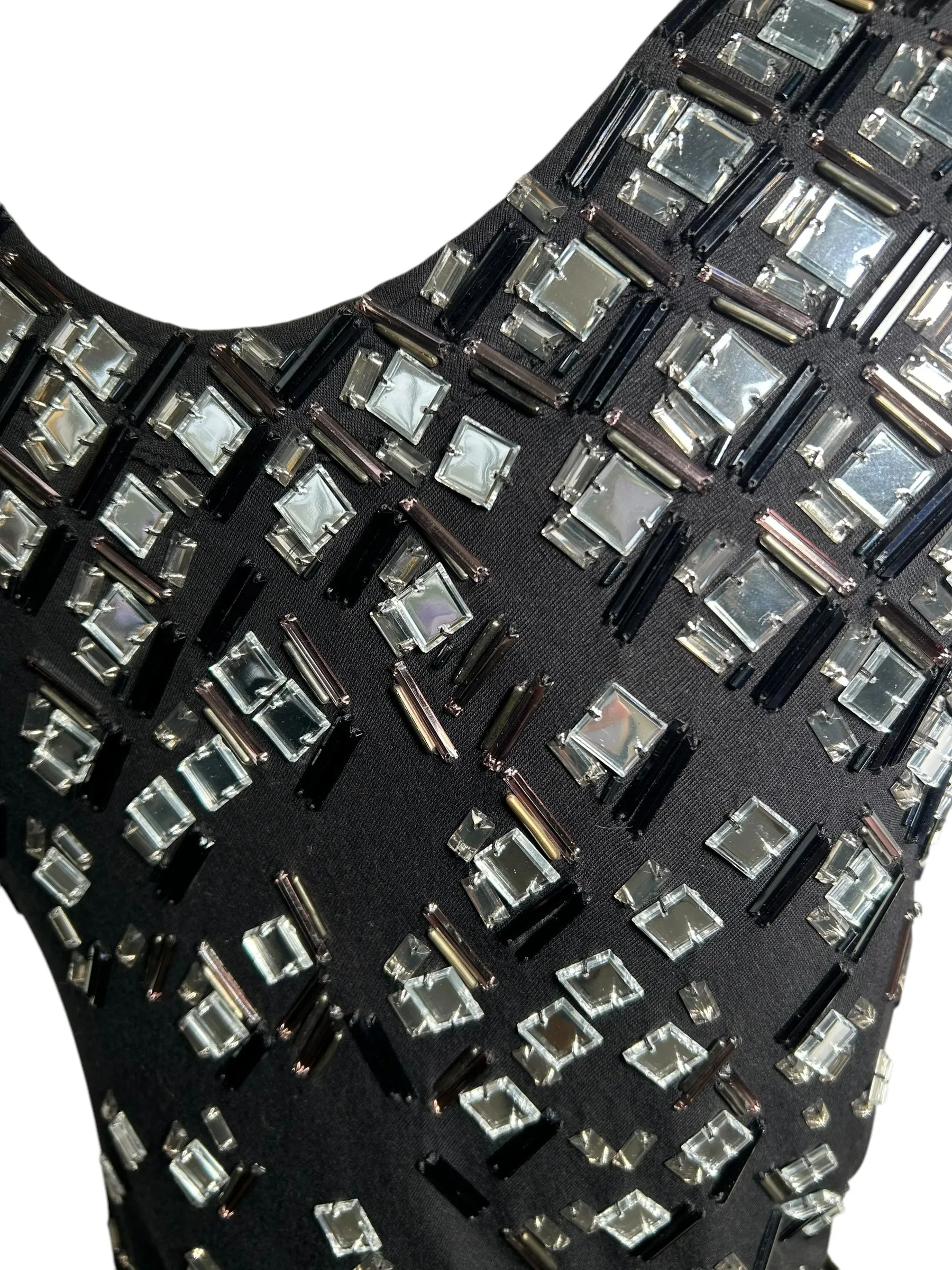 Lanvin Black Sleeveless Knit Gown w/Mirror Appliqués
