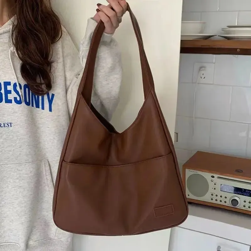 Large Capacity Tote Bag Women's New Trendy Shoulder Bag Simple and Versatile Commuter Bag Fashion Trendy Student Classroom Bag
