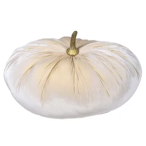Large Decorative Velvet Pumpkin in Ivory