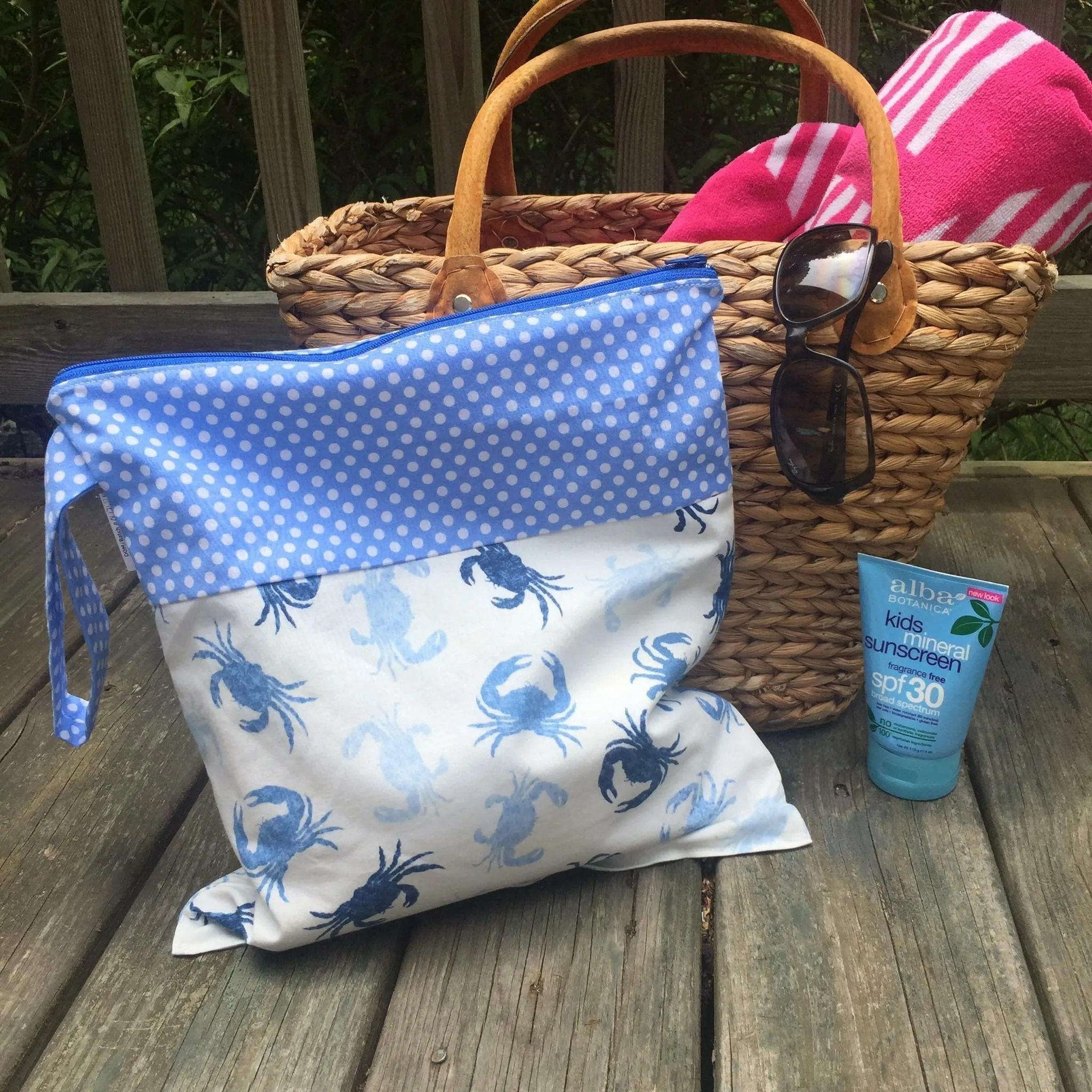 Large Wet Bag with Handle Sailing Boats