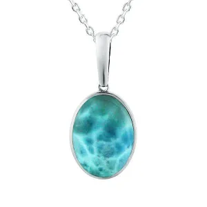 Larimar Full Moon Oval Pendant