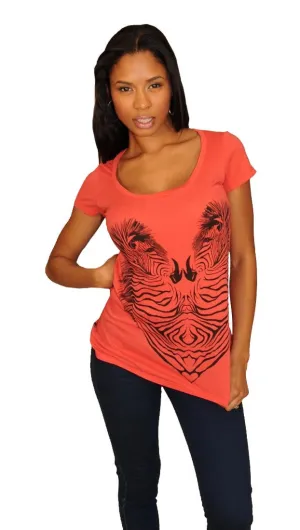 Lauren Moshi Tegan Zebra Heart Crew in Red
