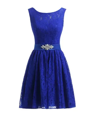 Lavender Short Lace Homecoming Dresses Crystal Beading Sash Wedding Party Dresses Cheap Burgundy Bridesmaid Dresses