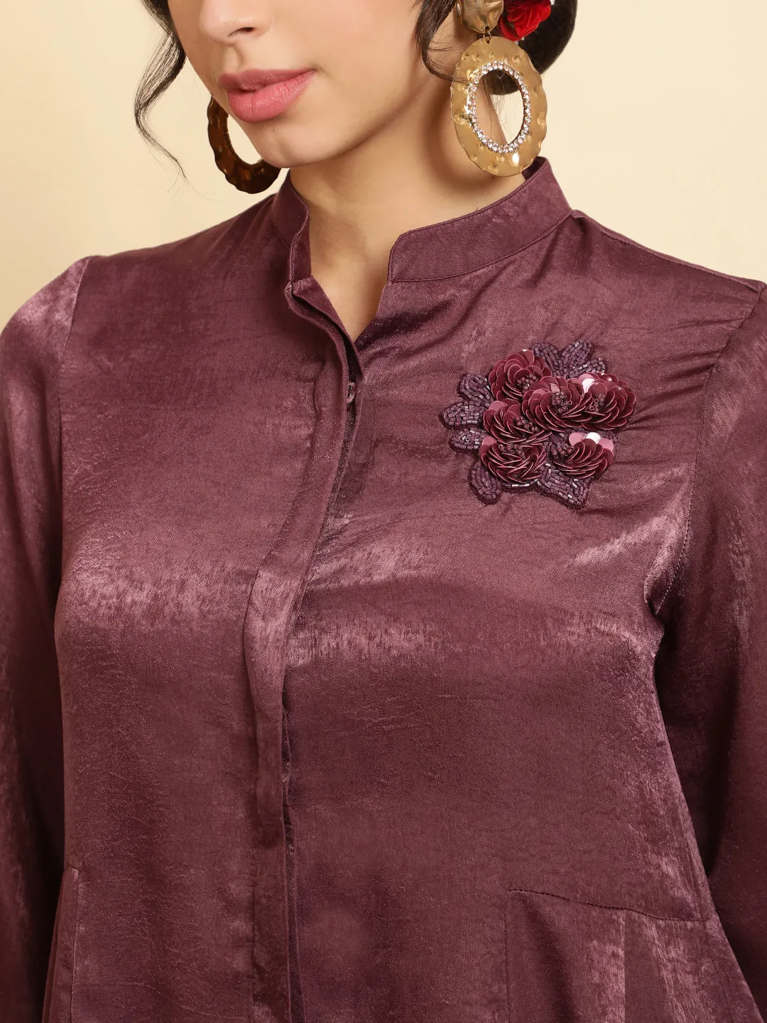 Lavender Zardozi Embroidered Velvet Co-ord Set