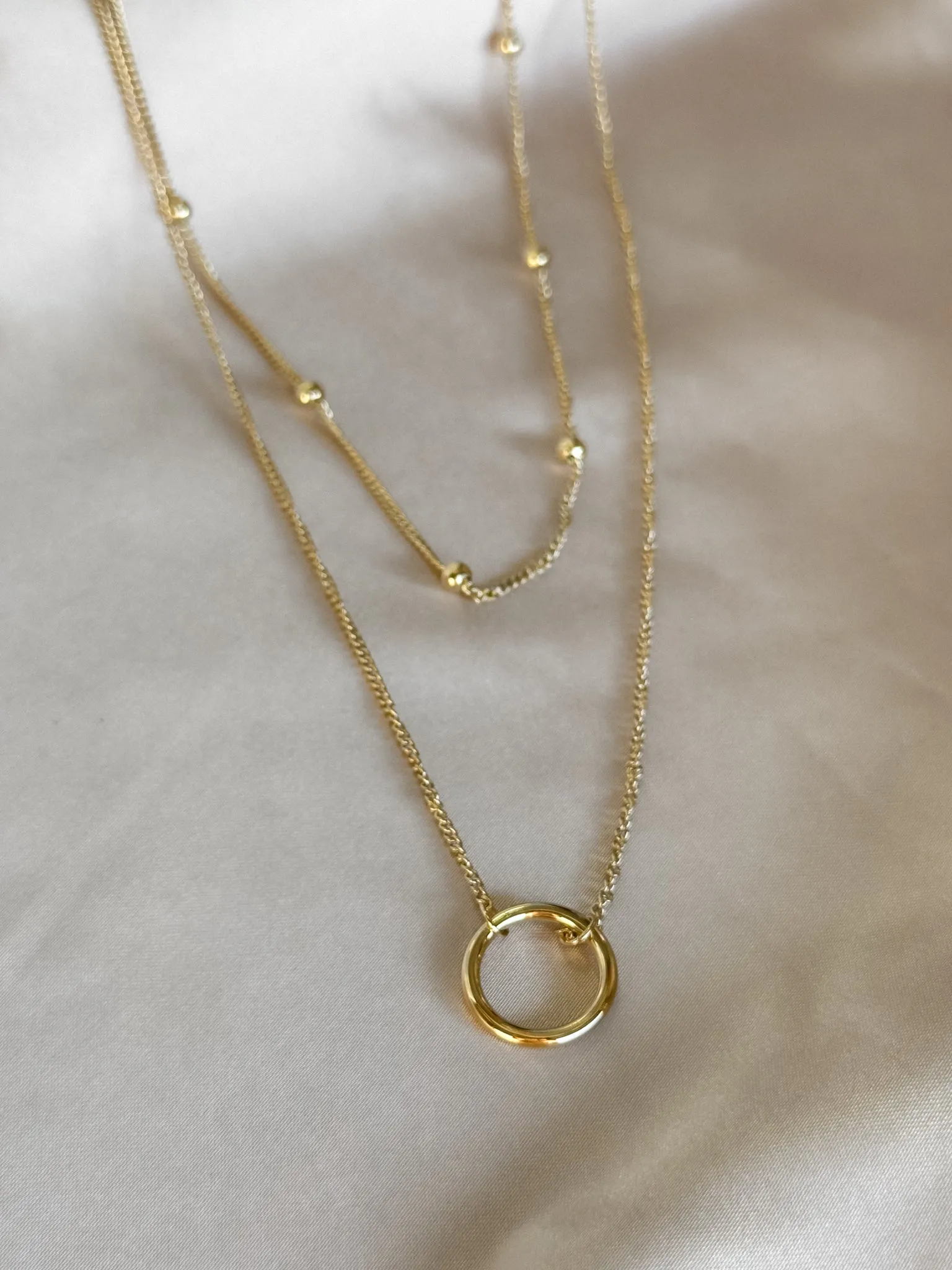 Layered Necklace with Gold Ring