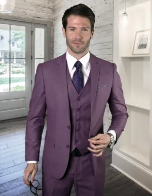 LAZARO MAUVE SLIM FIT 3 PC SUIT