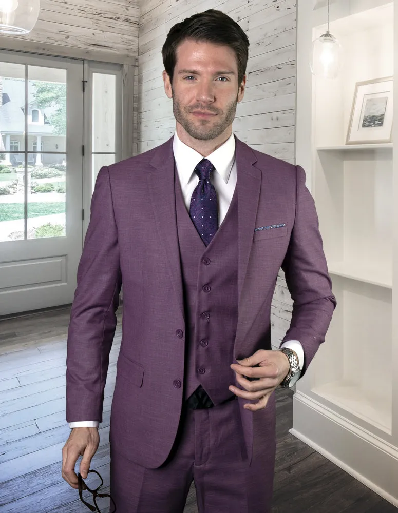 LAZARO MAUVE SLIM FIT 3 PC SUIT