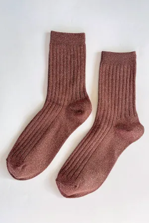 Le Bon Shoppe Her Socks - Bronze Glitter