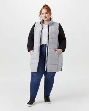 Leah Long Puffer Jacket | Light Grey / Black