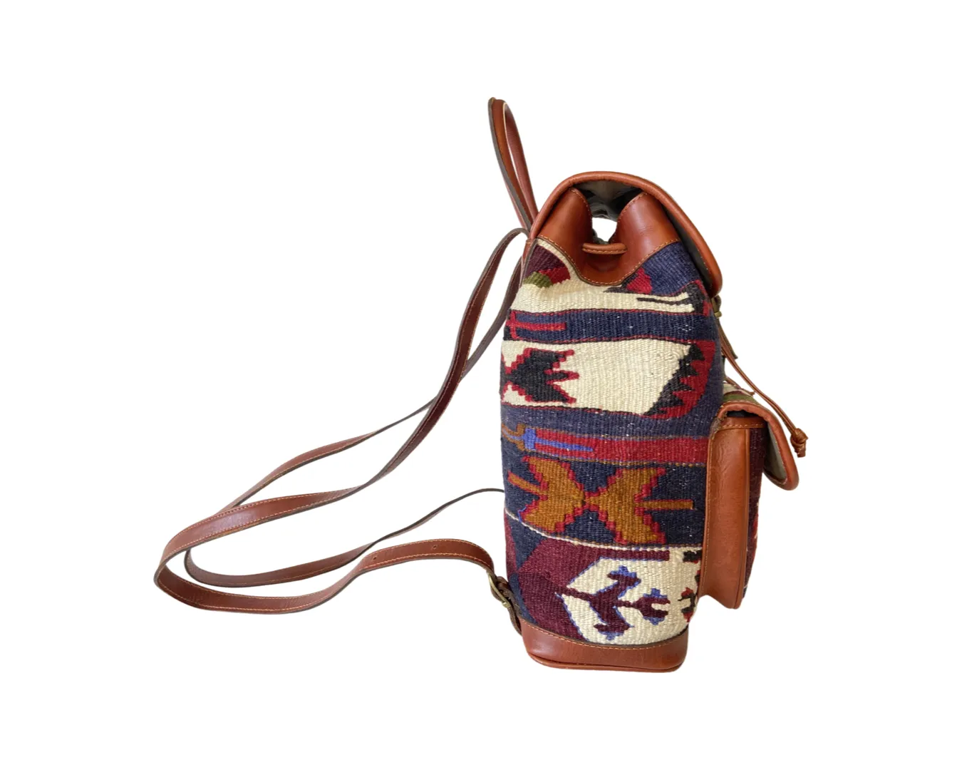 Leather Kilim Backpack Bag - Hobo Vintage Backpack