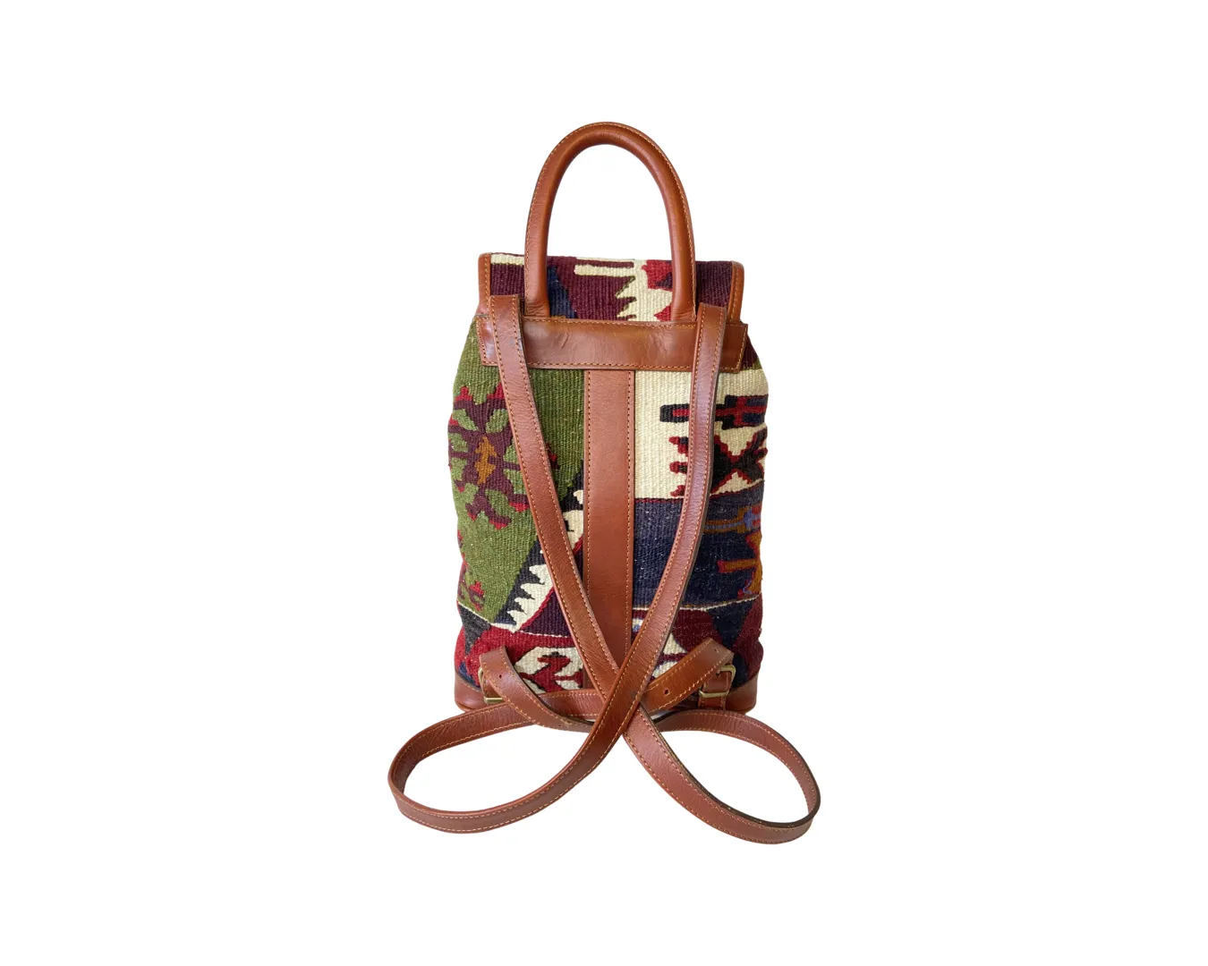 Leather Kilim Backpack Bag - Hobo Vintage Backpack