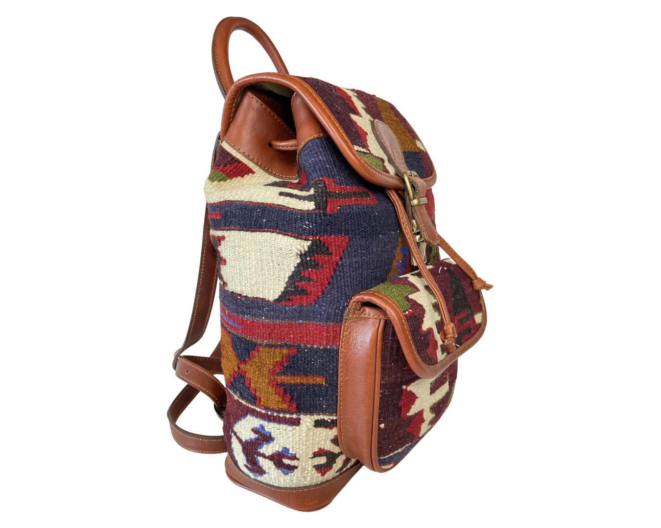 Leather Kilim Backpack Bag - Hobo Vintage Backpack