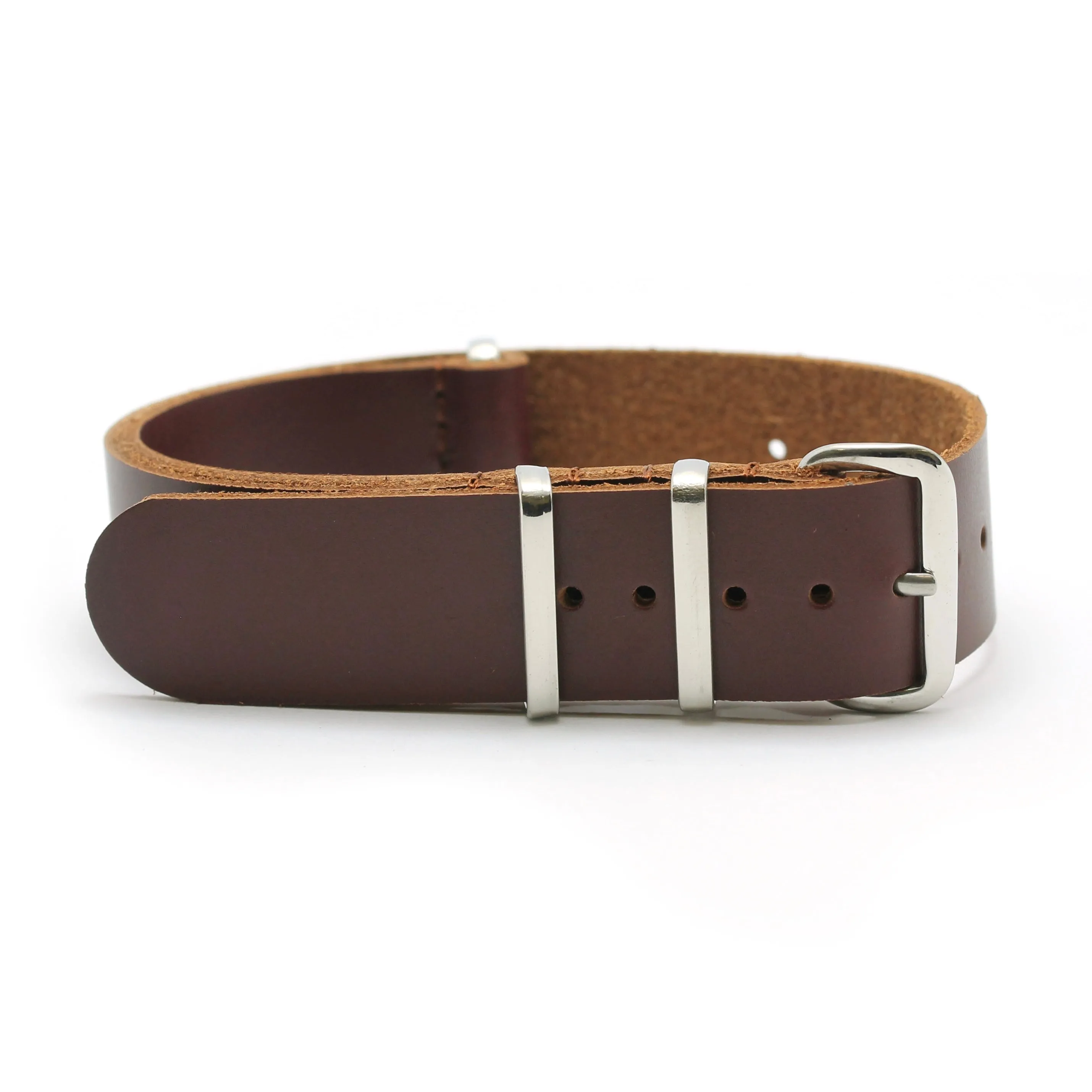 Leather Military Style Watch Strap