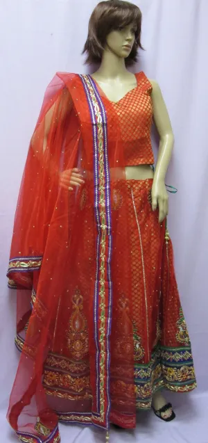 Lehenga 7049 Red Net Party Wear Lehenga Set Medium Size Choli