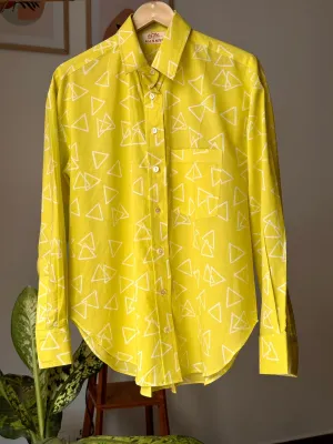 Lemon Green Handblock Printed Shirt