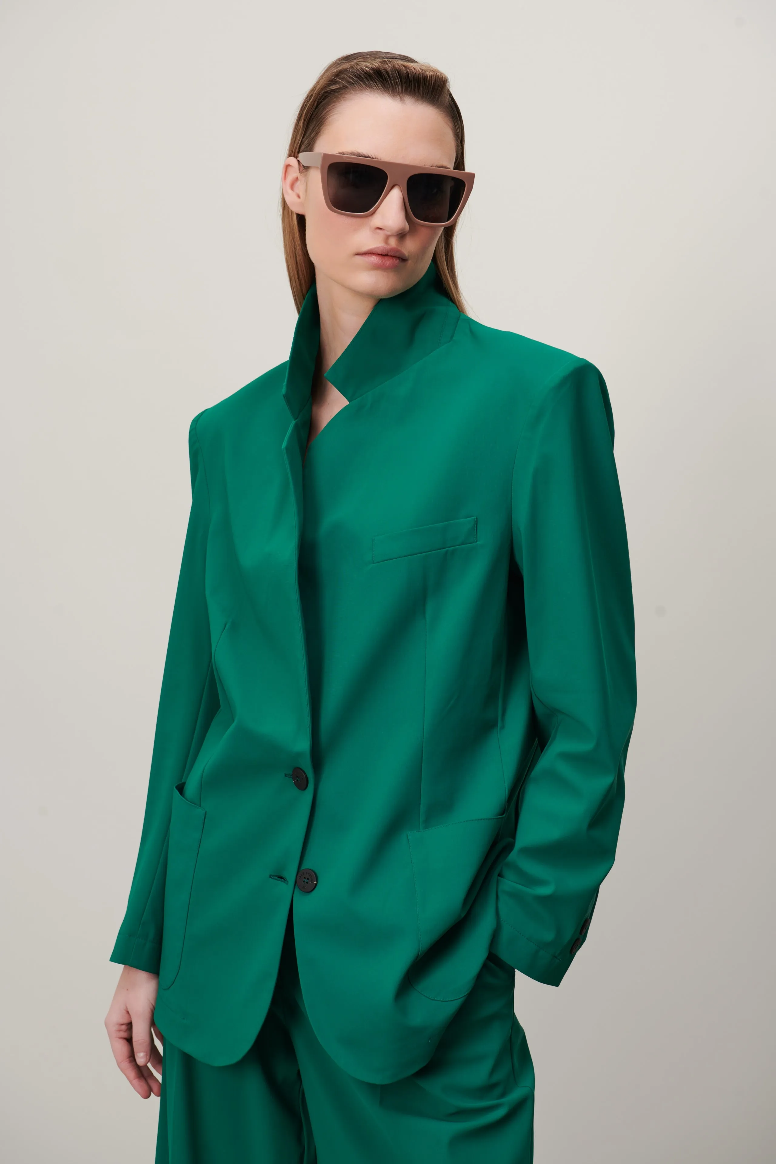 Lennard Oversize Blazer Technical Jersey | Green