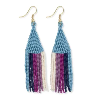 Lennon Vertical Stripes Beaded Fringe Earrings