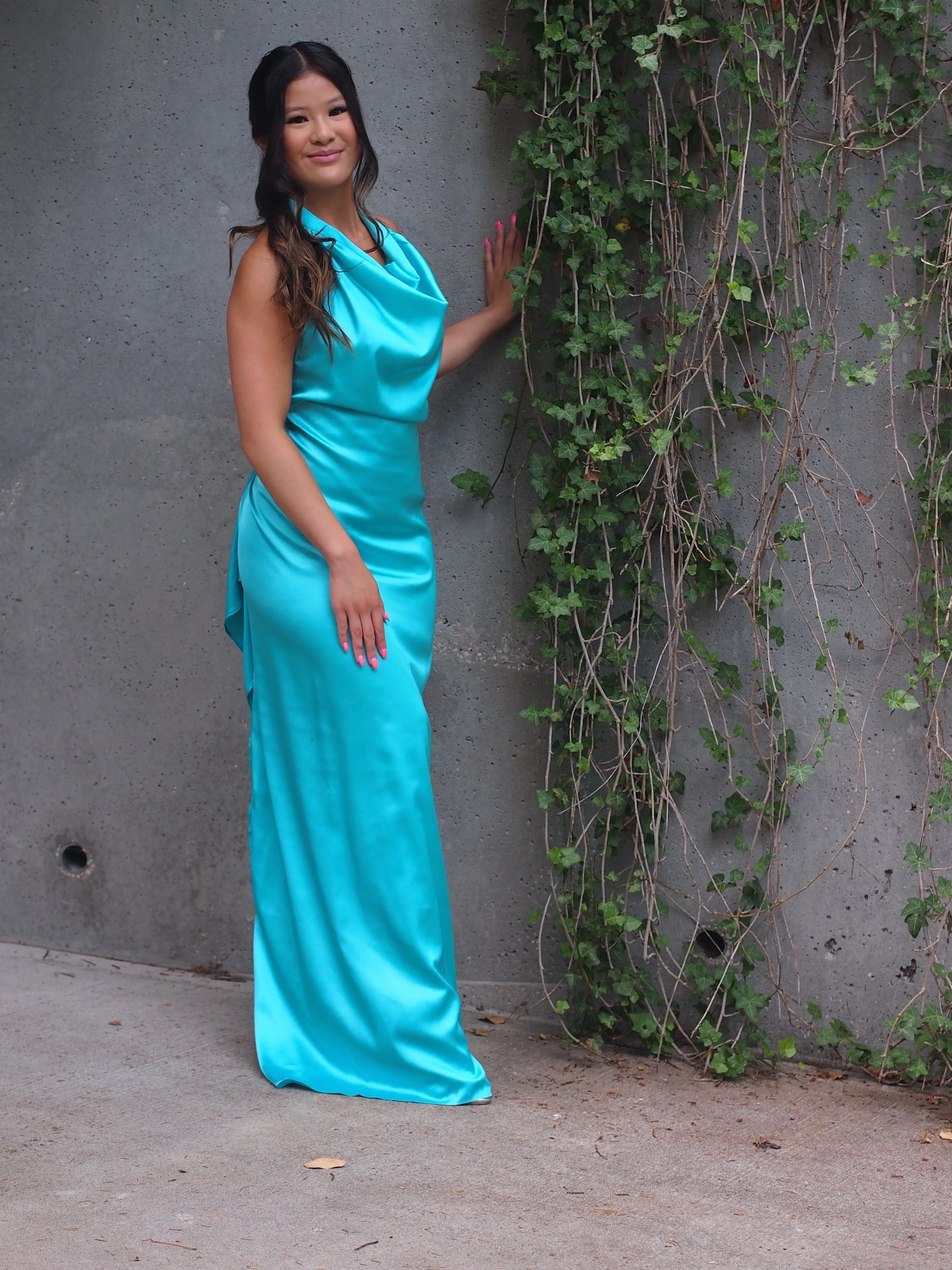 Leon Silky Halter Maxi Dress