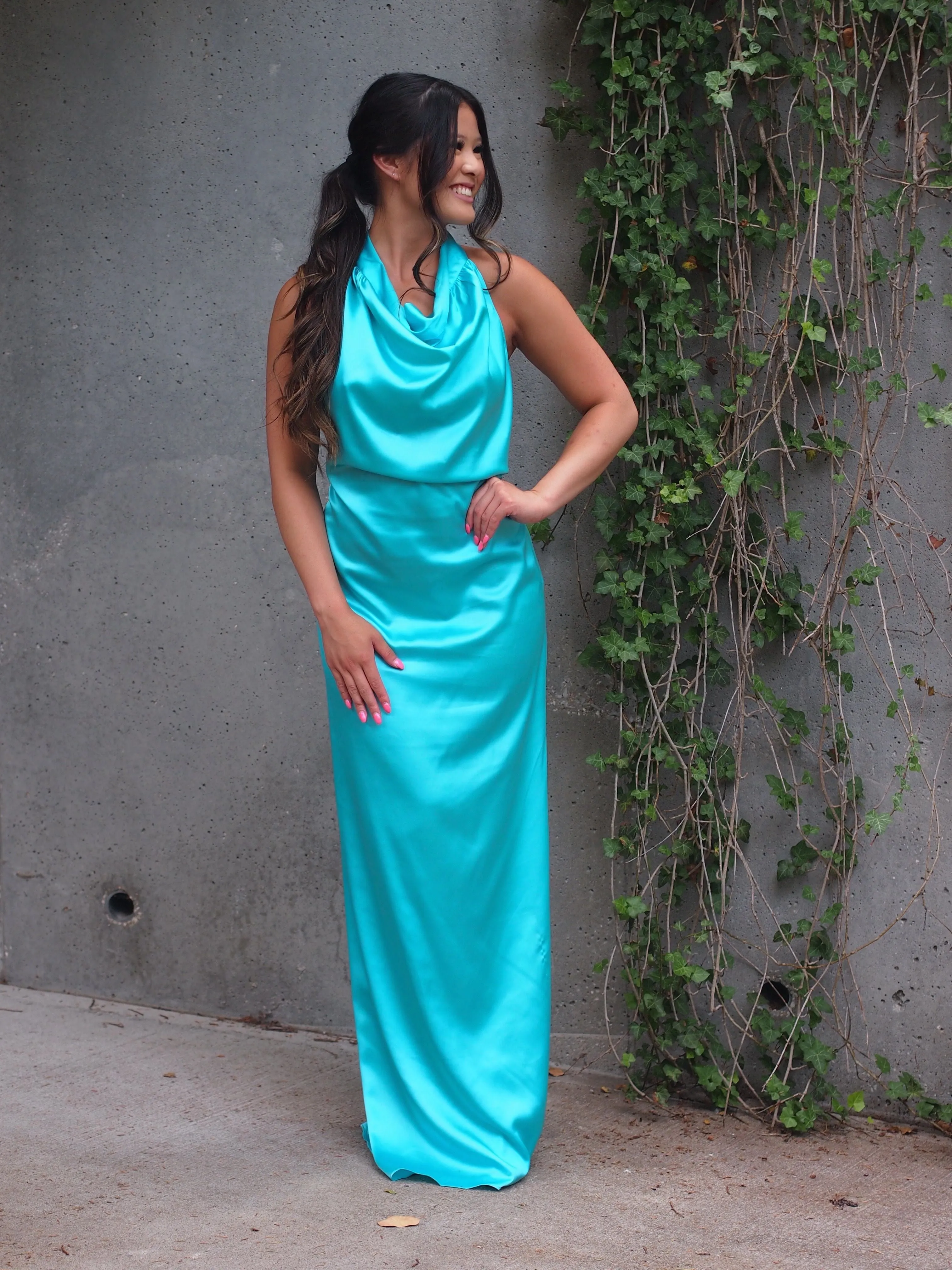 Leon Silky Halter Maxi Dress