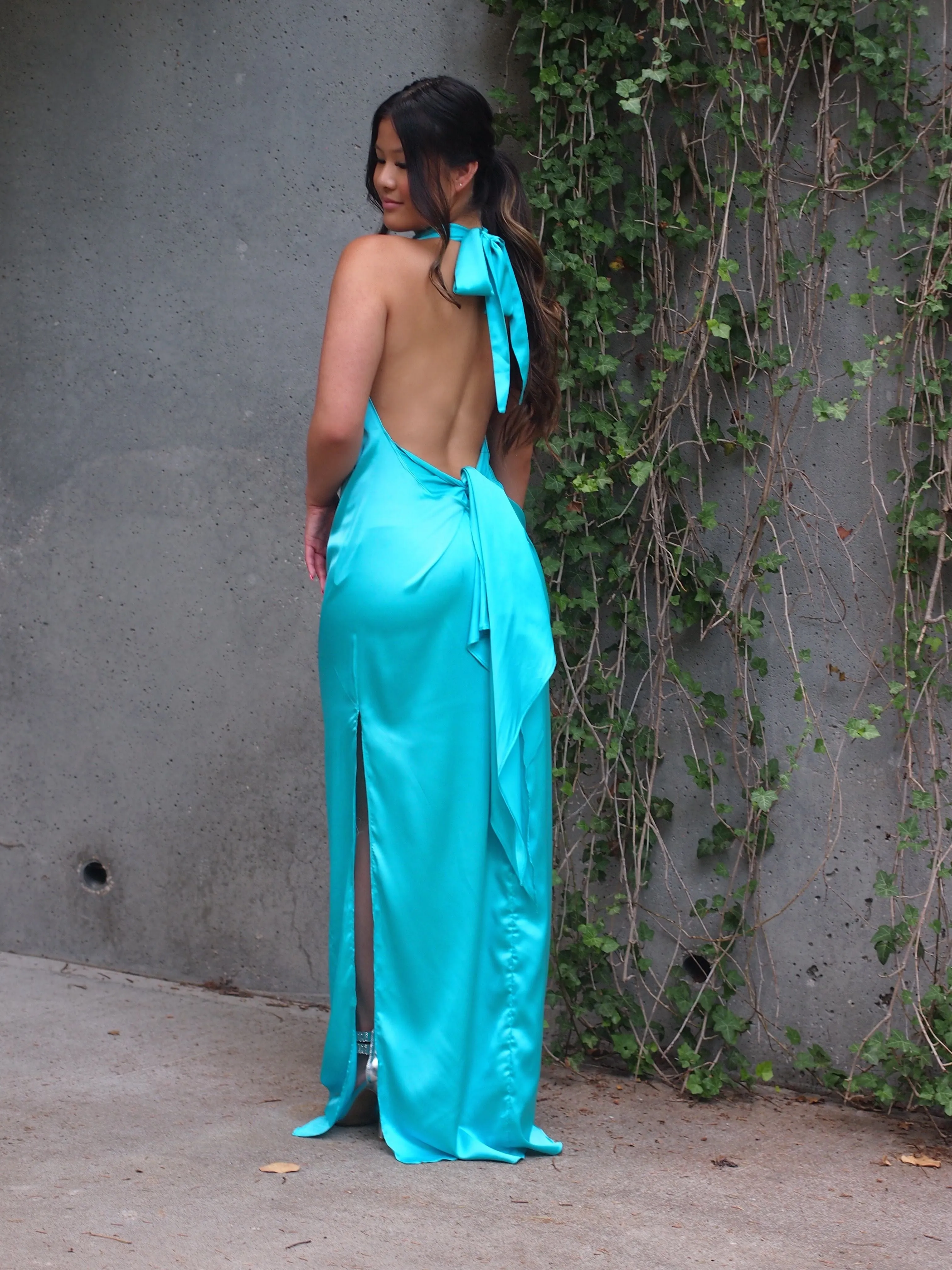 Leon Silky Halter Maxi Dress