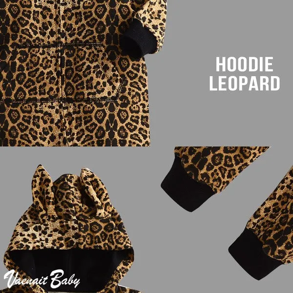 Leopard Cotton Hoodie Romper
