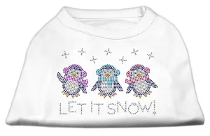 Let It Snow Penguins Rhinestone Shirt White L (14)