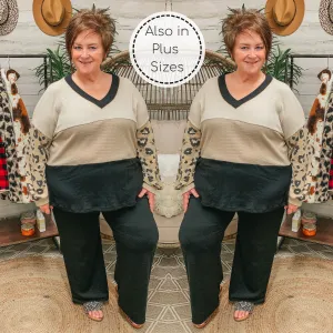 Let's Stay Home Wide Leg Lounge Pants with Pockets in Black