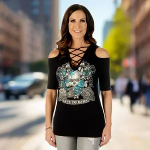 Liberty Wear Women's Live to Ride Cold Shoulder Top