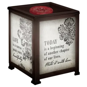 Life is a Canvas Black Metal Electrical Wax Tart & Oil Glass Lantern Warmer