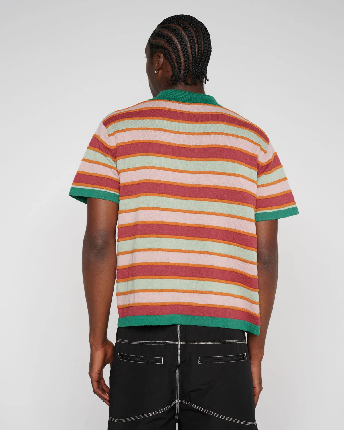 Lifted Stripe Half Zip Shirt - Red Multi