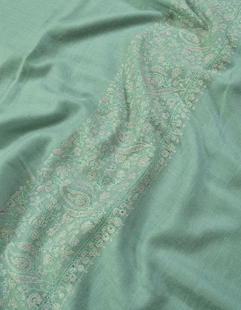 Light Green Embroidery Pashmina Shawl 7251
