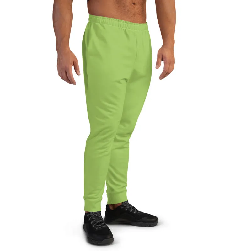 Light Green Men's Joggers, Solid Color Colorful Premium Sweatpants For Men-Made in EU/MX