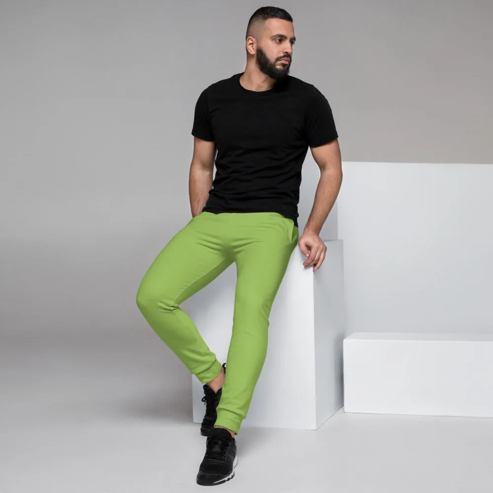 Light Green Men's Joggers, Solid Color Colorful Premium Sweatpants For Men-Made in EU/MX