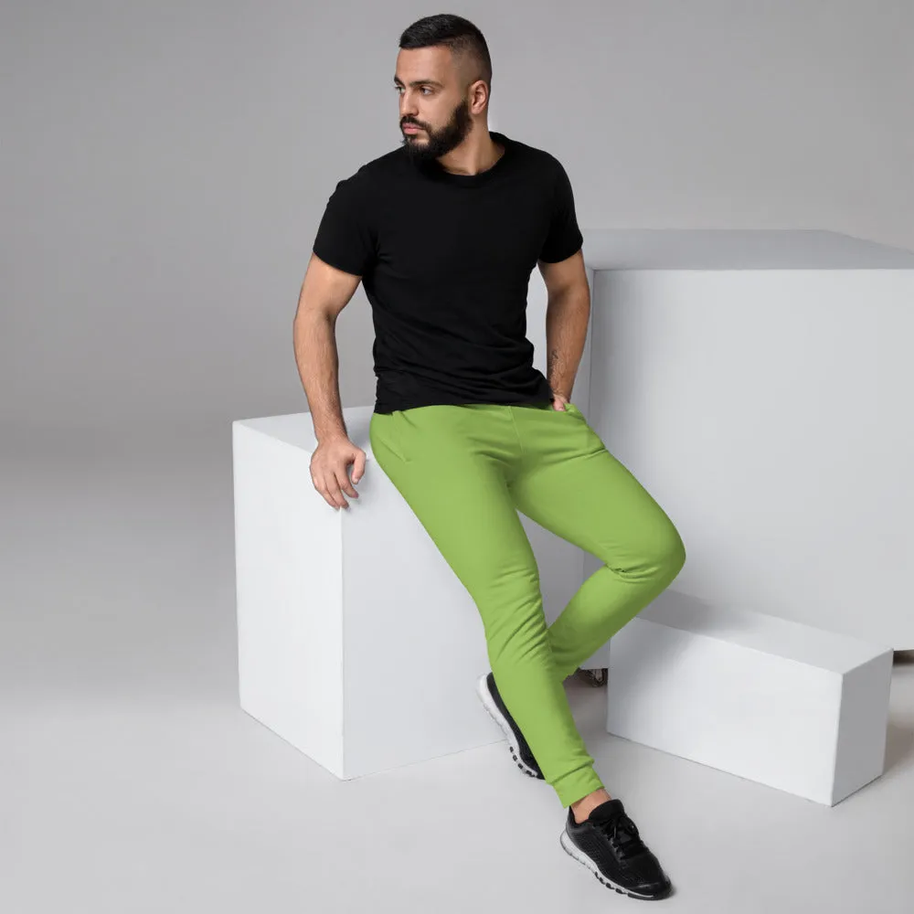 Light Green Men's Joggers, Solid Color Colorful Premium Sweatpants For Men-Made in EU/MX